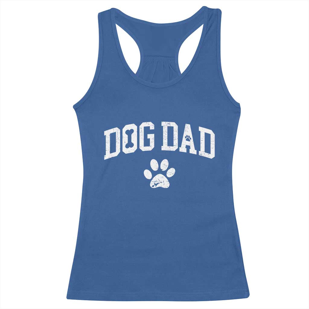 Retro Dog Dad Racerback Tank Top Distressed Fathers Day Gift for Dog Lovers - Wonder Print Shop