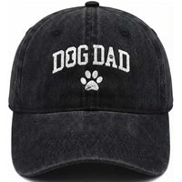Retro Dog Dad Washed Cotton Baseball Cap Distressed Fathers Day Gift for Dog Lovers