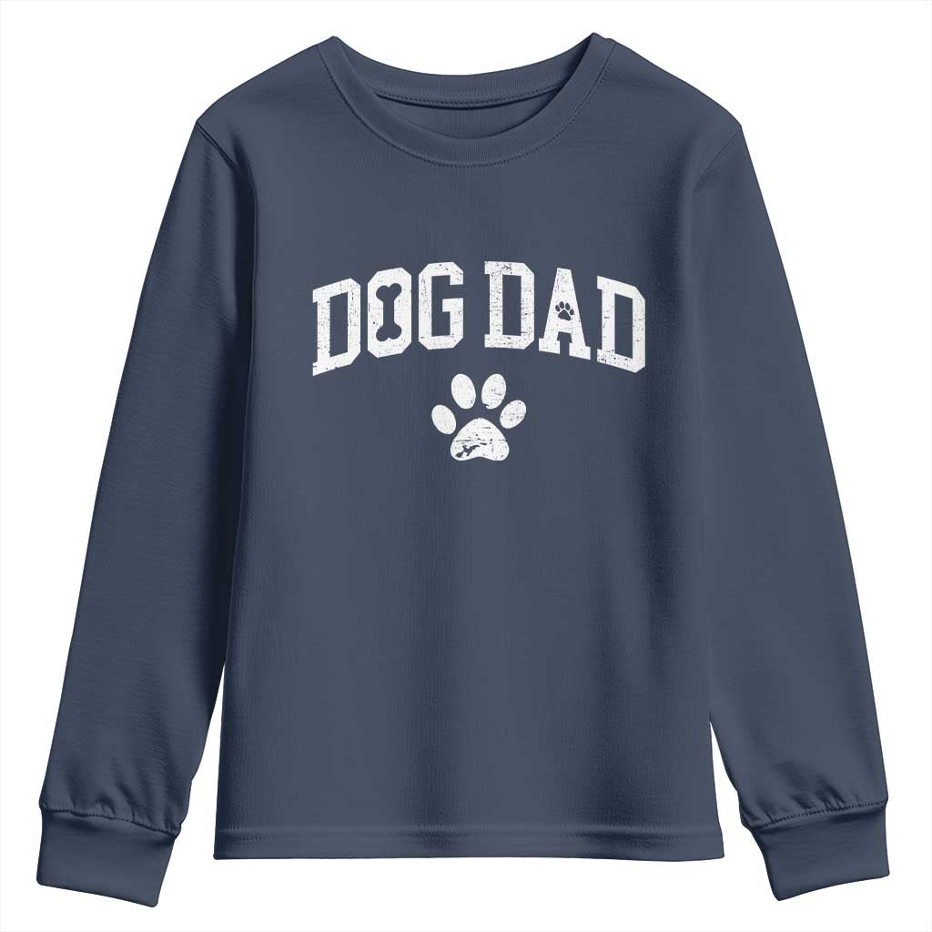 Retro Dog Dad Youth Sweatshirt Distressed Fathers Day Gift for Dog Lovers - Wonder Print Shop