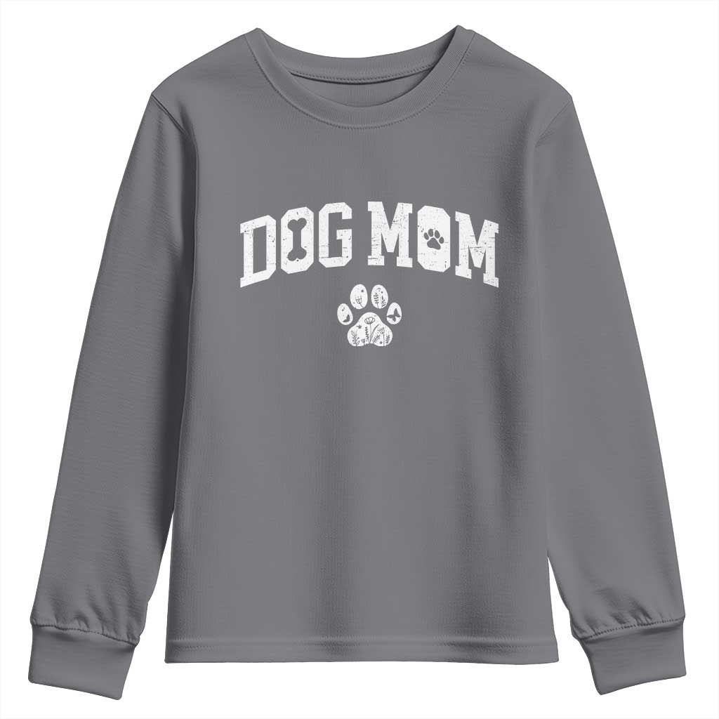Dog Mom Youth Sweatshirt Floral Fur Mama Gift For Her Mothers Day - Wonder Print Shop