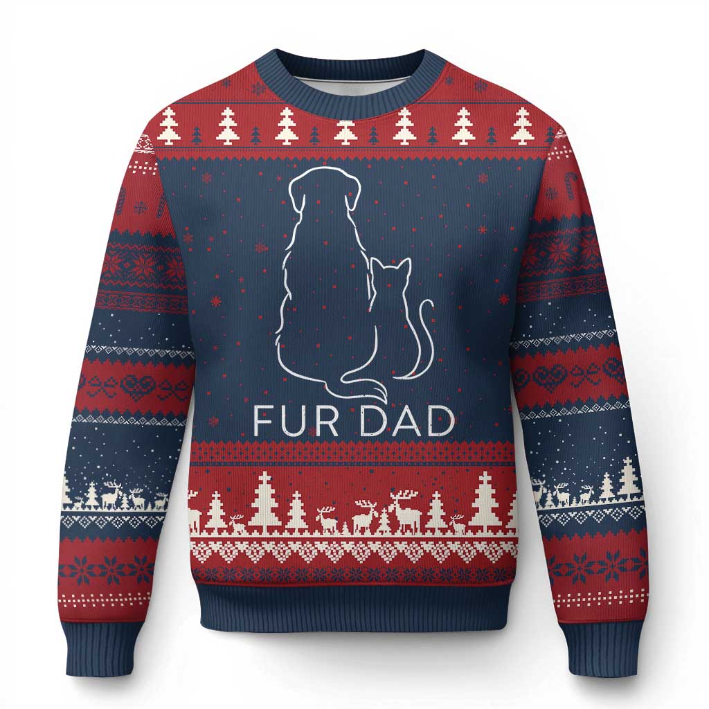 Fur Dad Ugly Christmas Sweater Pet Lover Cat Dog Dad Funny Fathers Day - Wonder Print Shop