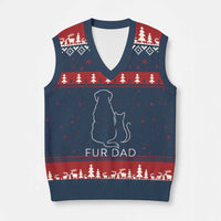 Fur Dad V-Neck Knit Sweater Vest Pet Lover Cat Dog Dad Funny Fathers Day - Wonder Print Shop