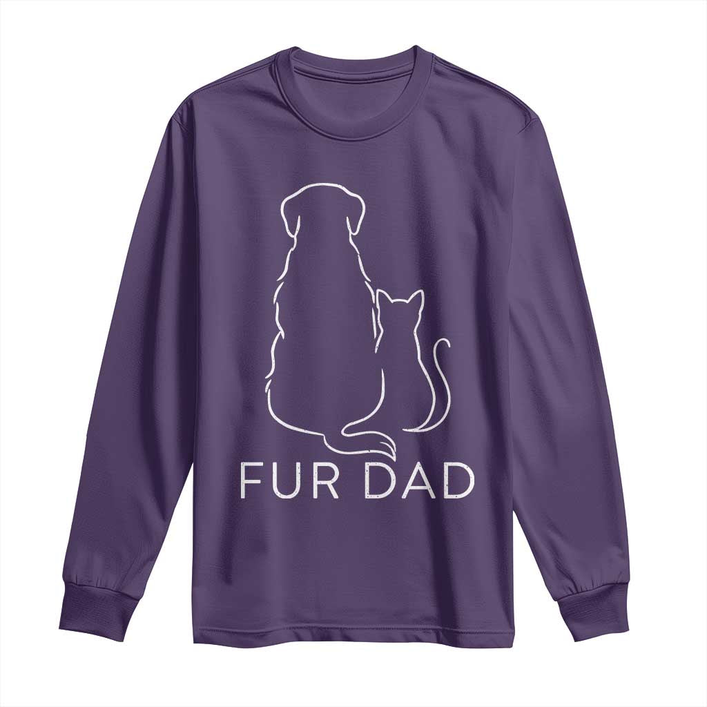 Fur Dad Long Sleeve Shirt Pet Lover Cat Dog Dad Funny Fathers Day - Wonder Print Shop
