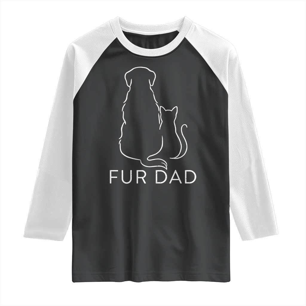Fur Dad Raglan Shirt Pet Lover Cat Dog Dad Funny Fathers Day - Wonder Print Shop