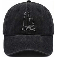 Fur Dad Washed Cotton Baseball Cap Pet Lover Cat Dog Dad Funny Fathers Day