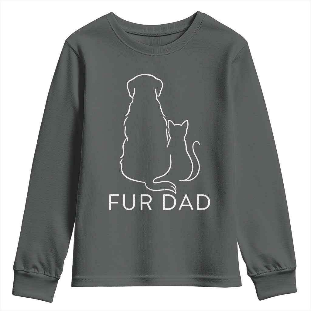 Fur Dad Youth Sweatshirt Pet Lover Cat Dog Dad Funny Fathers Day - Wonder Print Shop