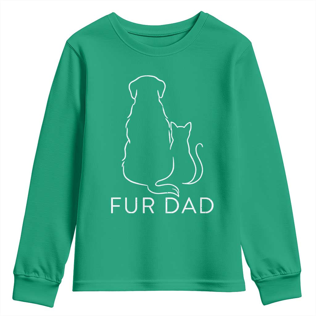 Fur Dad Youth Sweatshirt Pet Lover Cat Dog Dad Funny Fathers Day - Wonder Print Shop