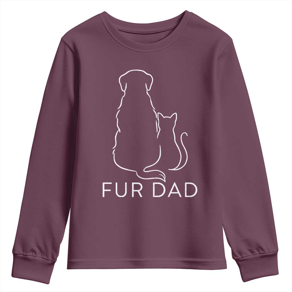 Fur Dad Youth Sweatshirt Pet Lover Cat Dog Dad Funny Fathers Day - Wonder Print Shop