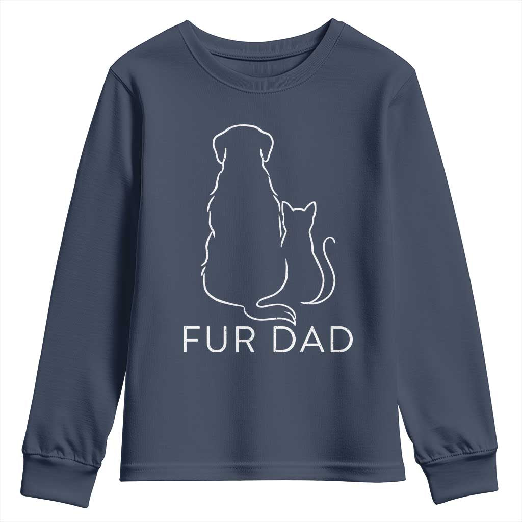 Fur Dad Youth Sweatshirt Pet Lover Cat Dog Dad Funny Fathers Day - Wonder Print Shop