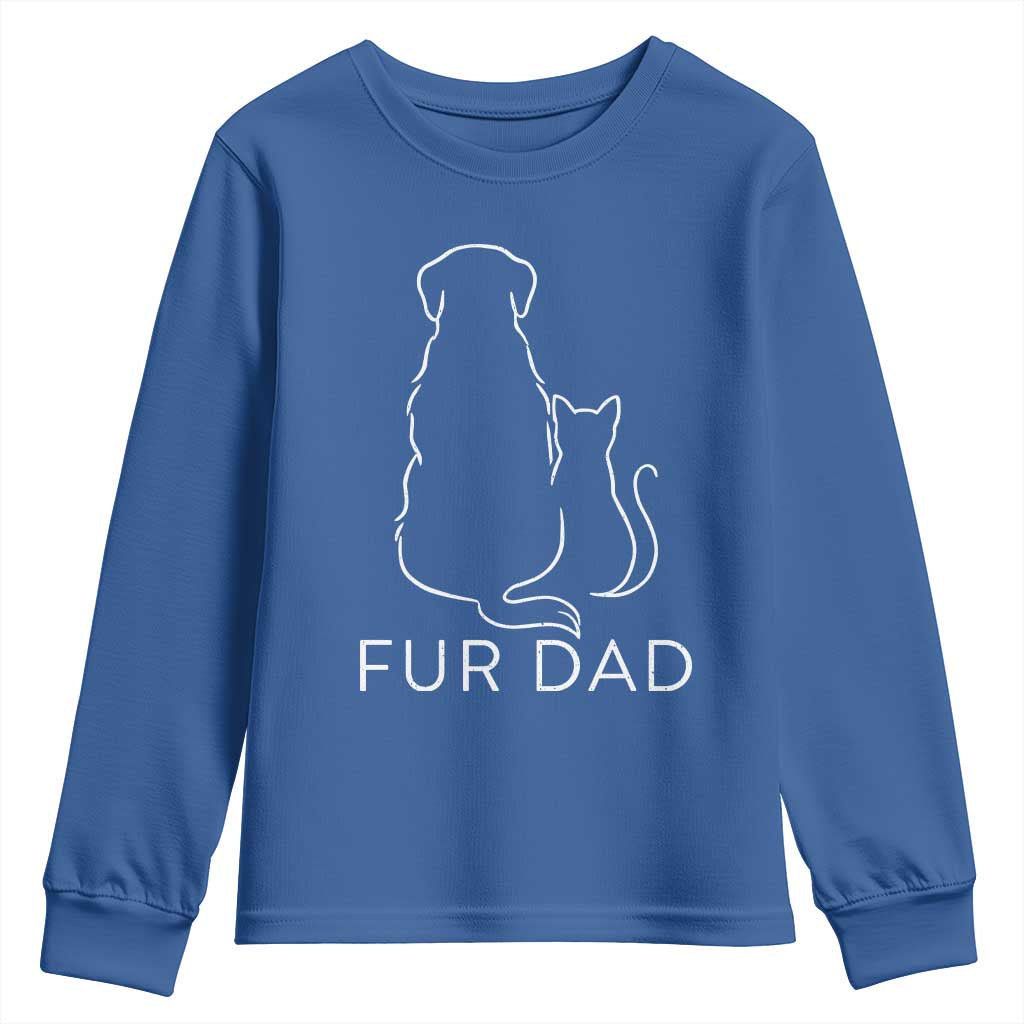 Fur Dad Youth Sweatshirt Pet Lover Cat Dog Dad Funny Fathers Day - Wonder Print Shop