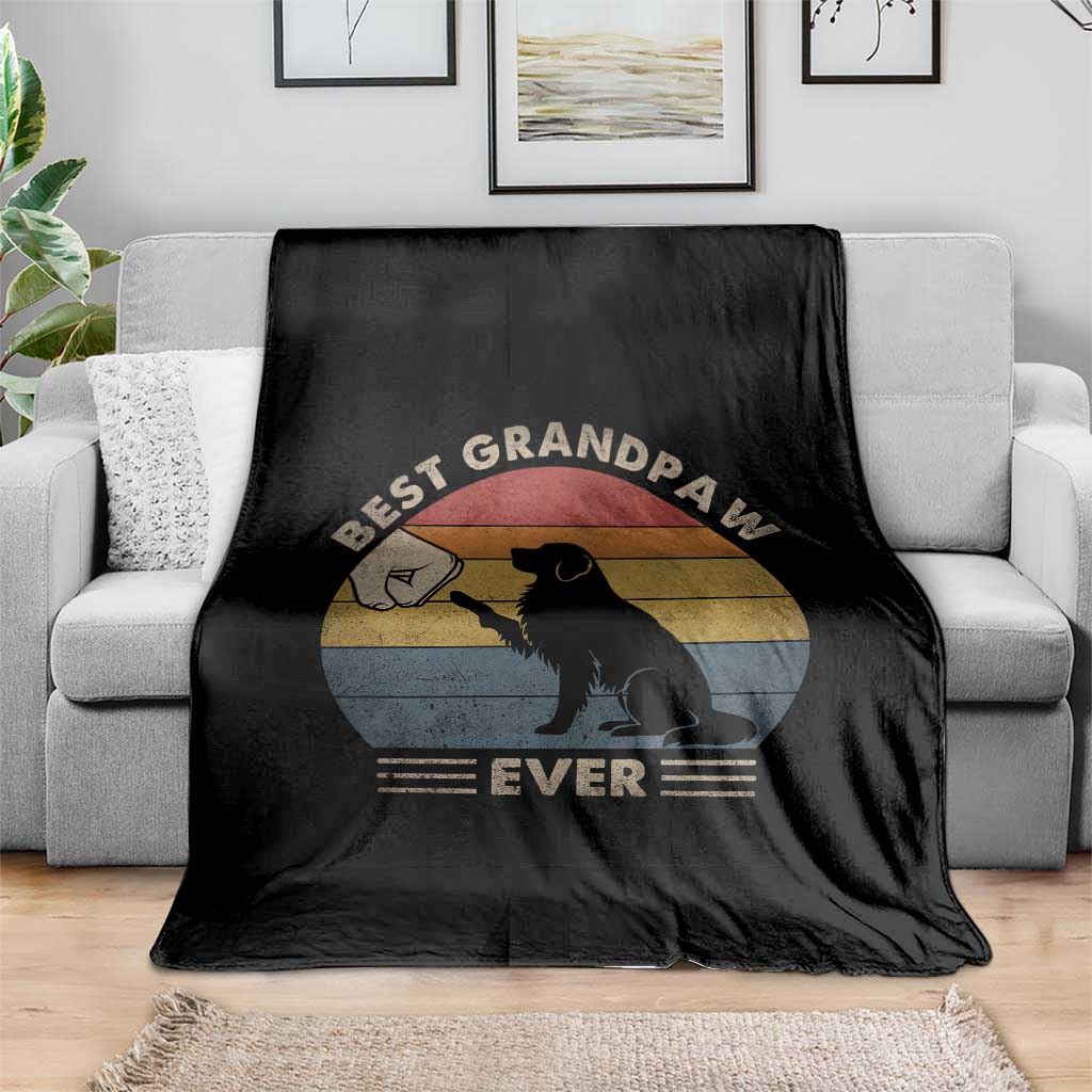 Best Grandpaw Ever Throw Blanket Retro Dog Grandpa Fathers Day Gift From Dog - Wonder Print Shop