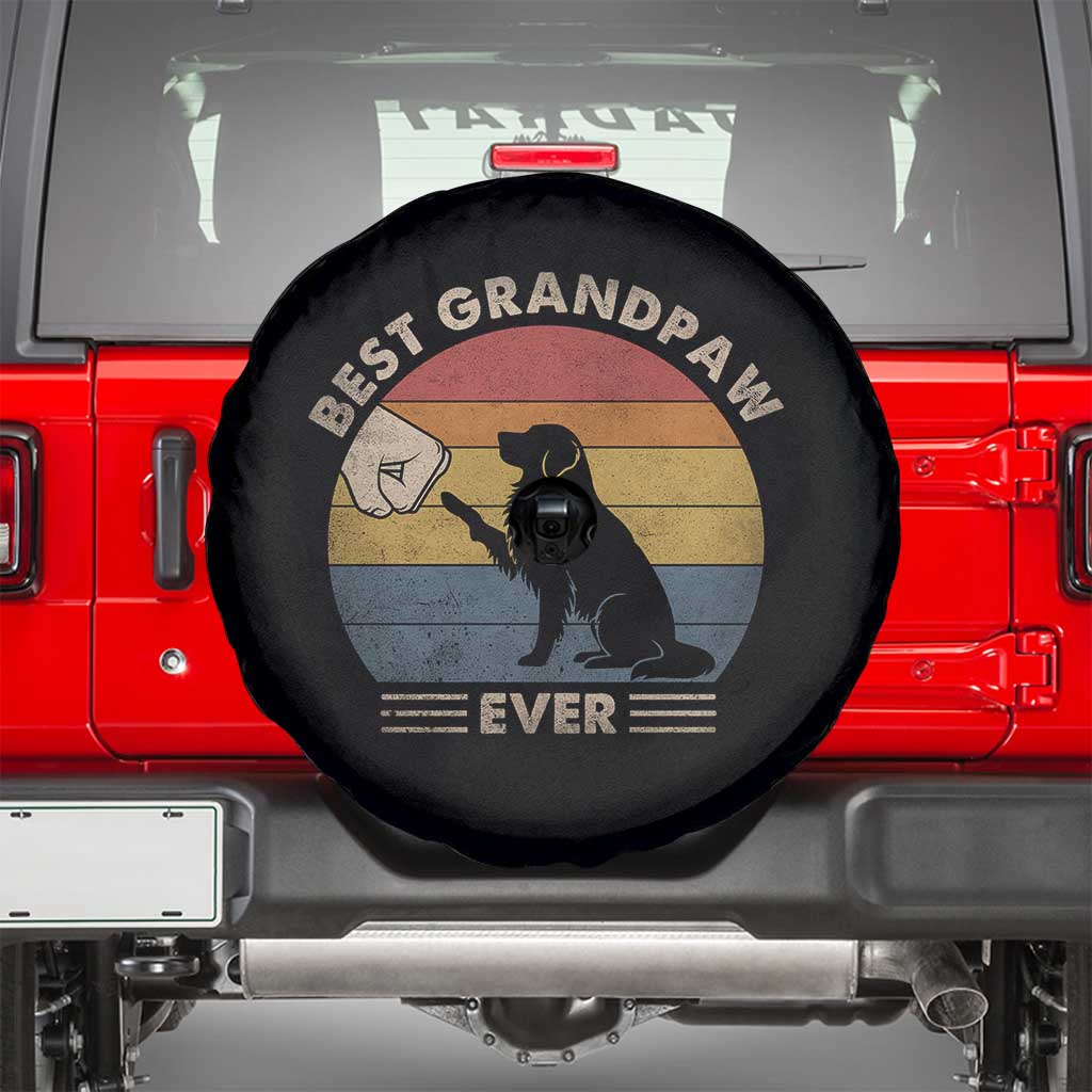 Best Grandpaw Ever Spare Tire Cover Retro Dog Grandpa Fathers Day Gift From Dog - Wonder Print Shop