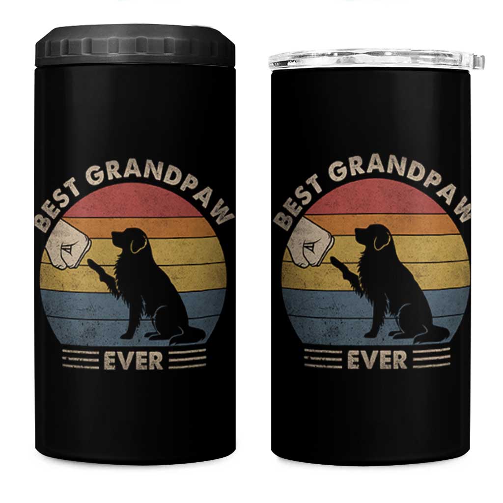 Best Grandpaw Ever 4 in 1 Can Cooler Tumbler Retro Dog Grandpa Fathers Day Gift From Dog - Wonder Print Shop