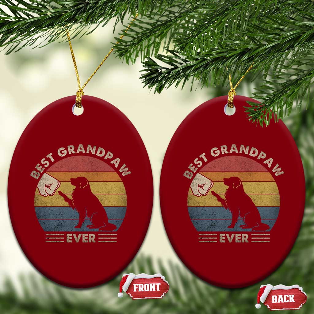Best Grandpaw Ever Ceramic Ornament Retro Dog Grandpa Fathers Day Gift From Dog - Wonder Print Shop