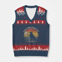 Best Grandpaw Ever V-Neck Knit Sweater Vest Retro Dog Grandpa Fathers Day Gift From Dog - Wonder Print Shop
