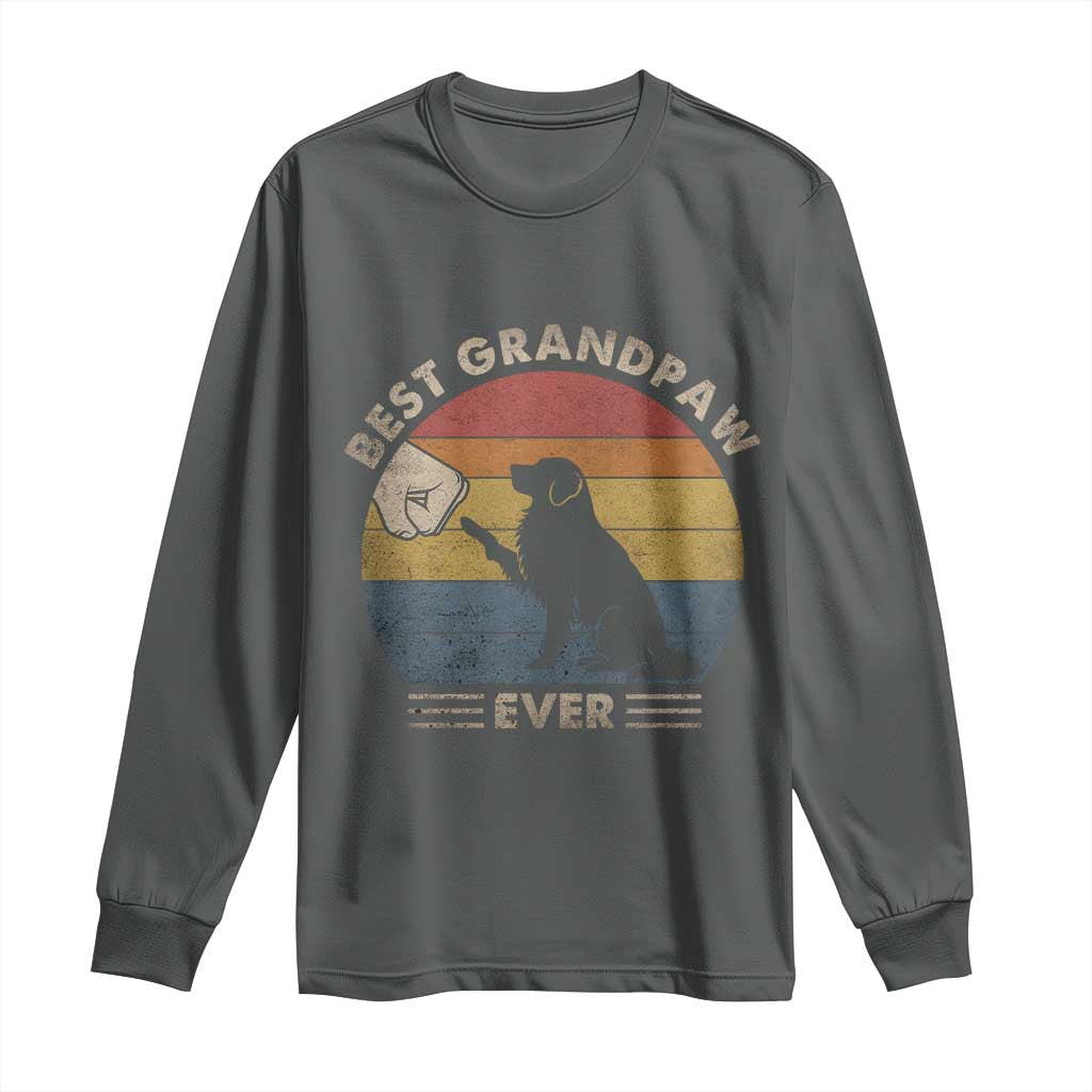 Best Grandpaw Ever Long Sleeve Shirt Retro Dog Grandpa Fathers Day Gift From Dog - Wonder Print Shop