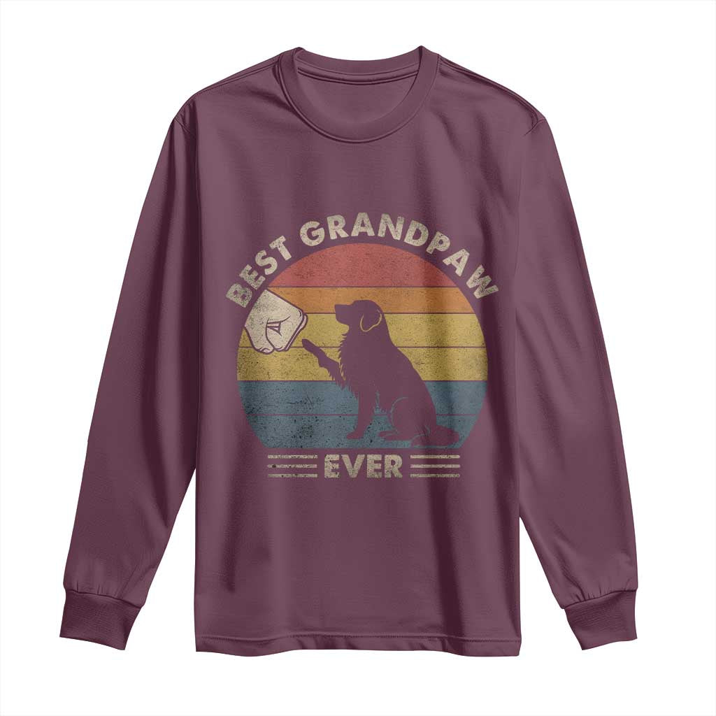 Best Grandpaw Ever Long Sleeve Shirt Retro Dog Grandpa Fathers Day Gift From Dog - Wonder Print Shop