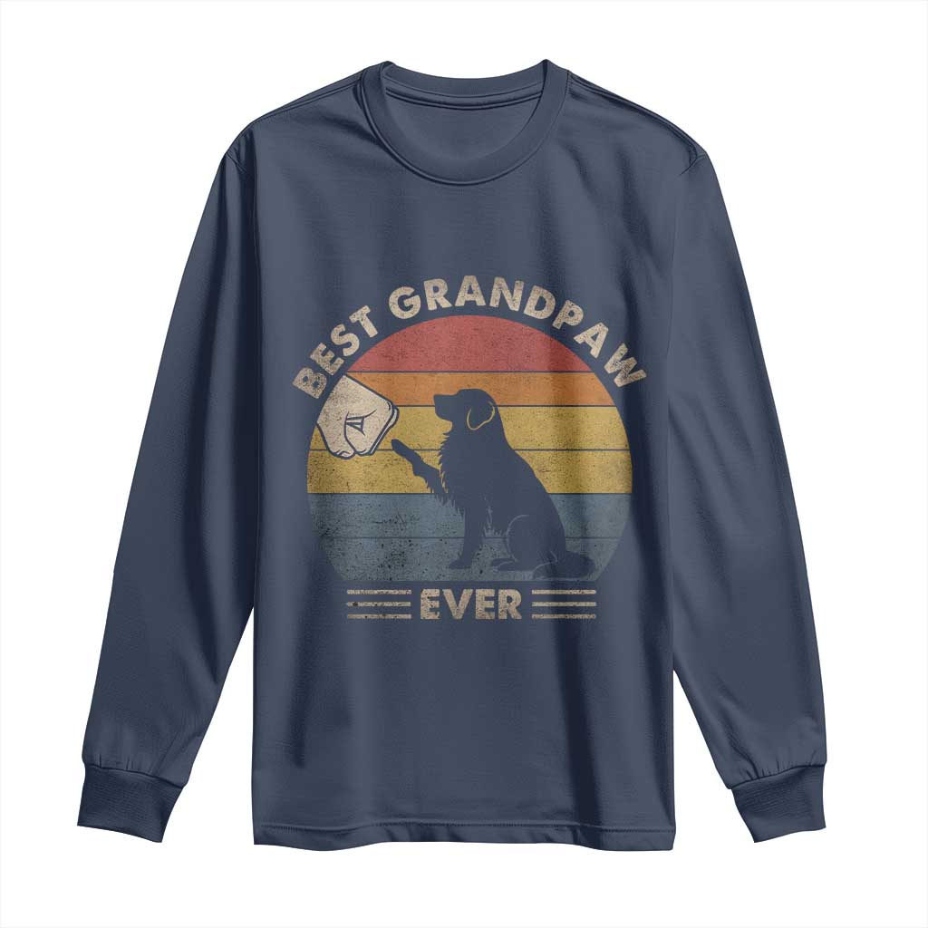 Best Grandpaw Ever Long Sleeve Shirt Retro Dog Grandpa Fathers Day Gift From Dog - Wonder Print Shop