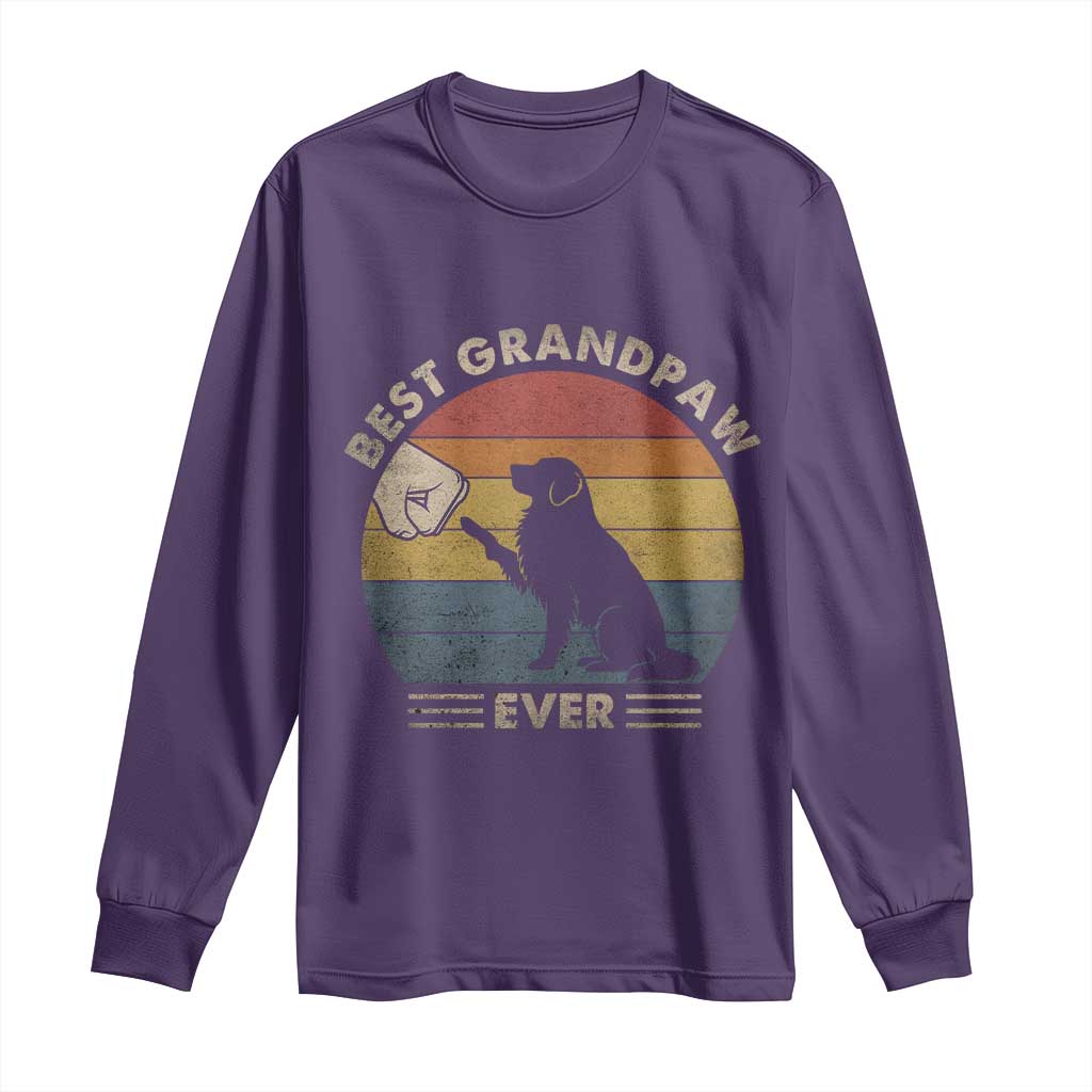 Best Grandpaw Ever Long Sleeve Shirt Retro Dog Grandpa Fathers Day Gift From Dog - Wonder Print Shop