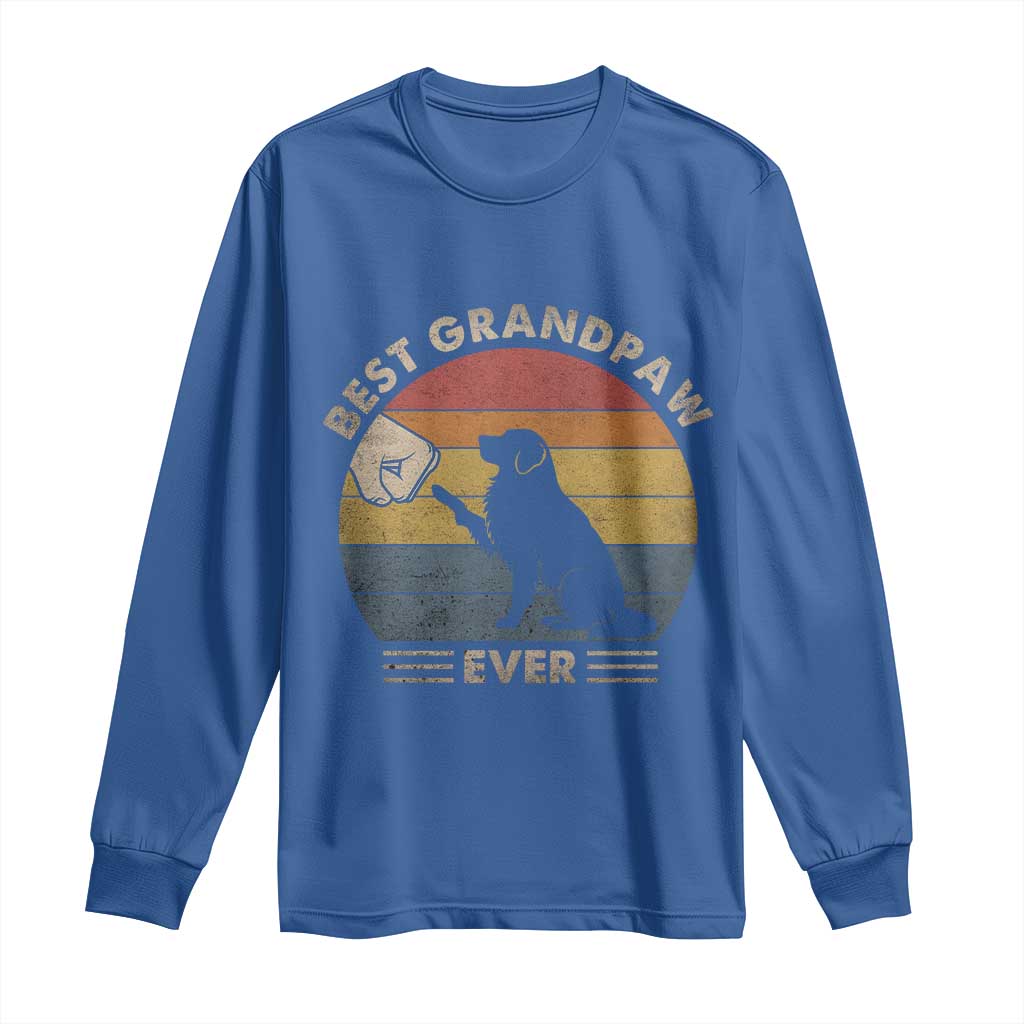 Best Grandpaw Ever Long Sleeve Shirt Retro Dog Grandpa Fathers Day Gift From Dog - Wonder Print Shop