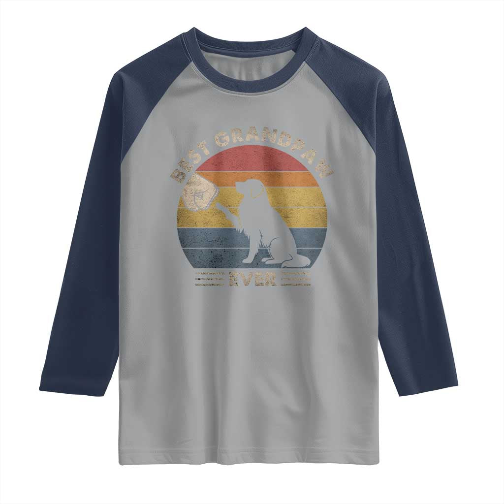 Best Grandpaw Ever Raglan Shirt Retro Dog Grandpa Fathers Day Gift From Dog - Wonder Print Shop