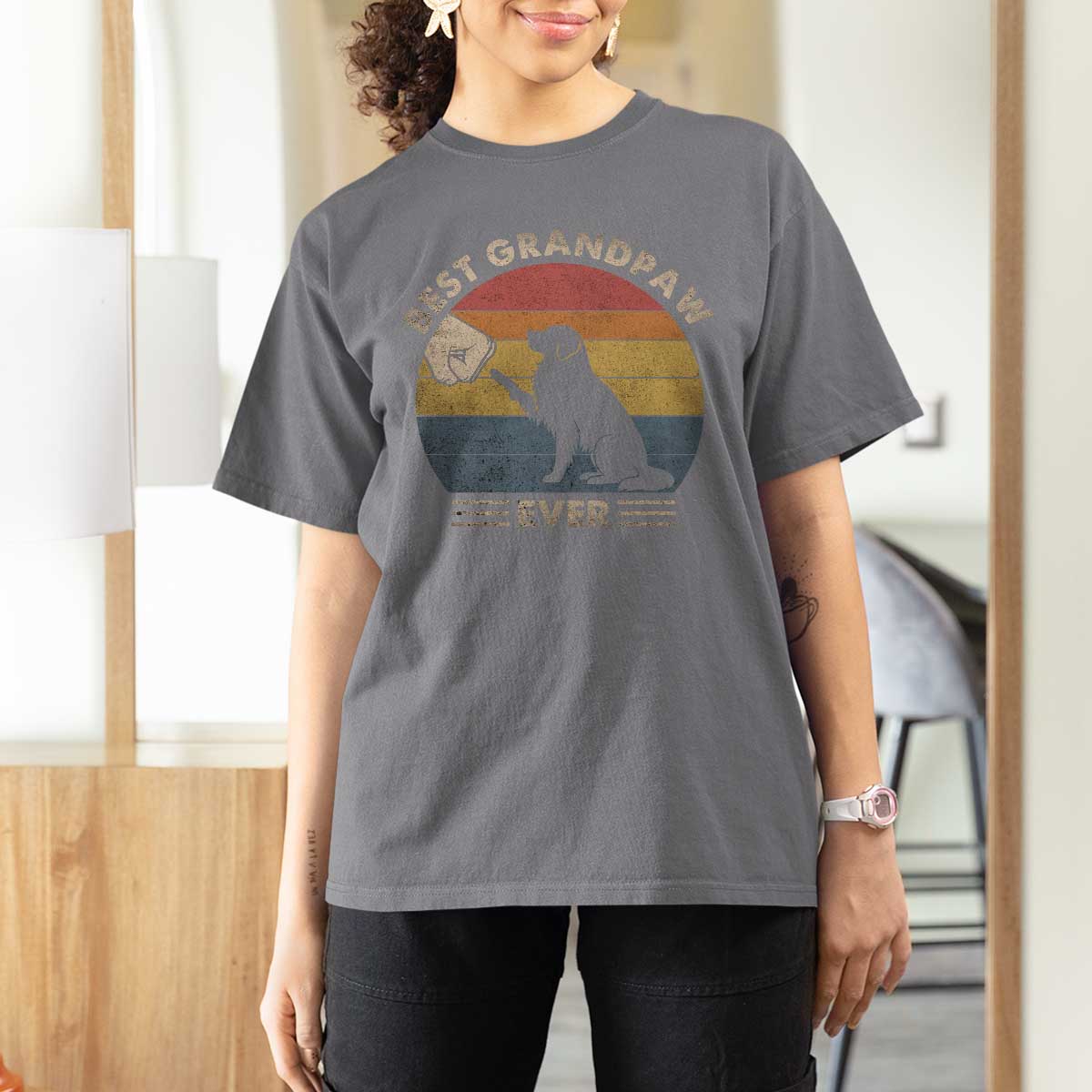Best Grandpaw Ever T Shirt For Women Retro Dog Grandpa Fathers Day Gift From Dog - Wonder Print Shop
