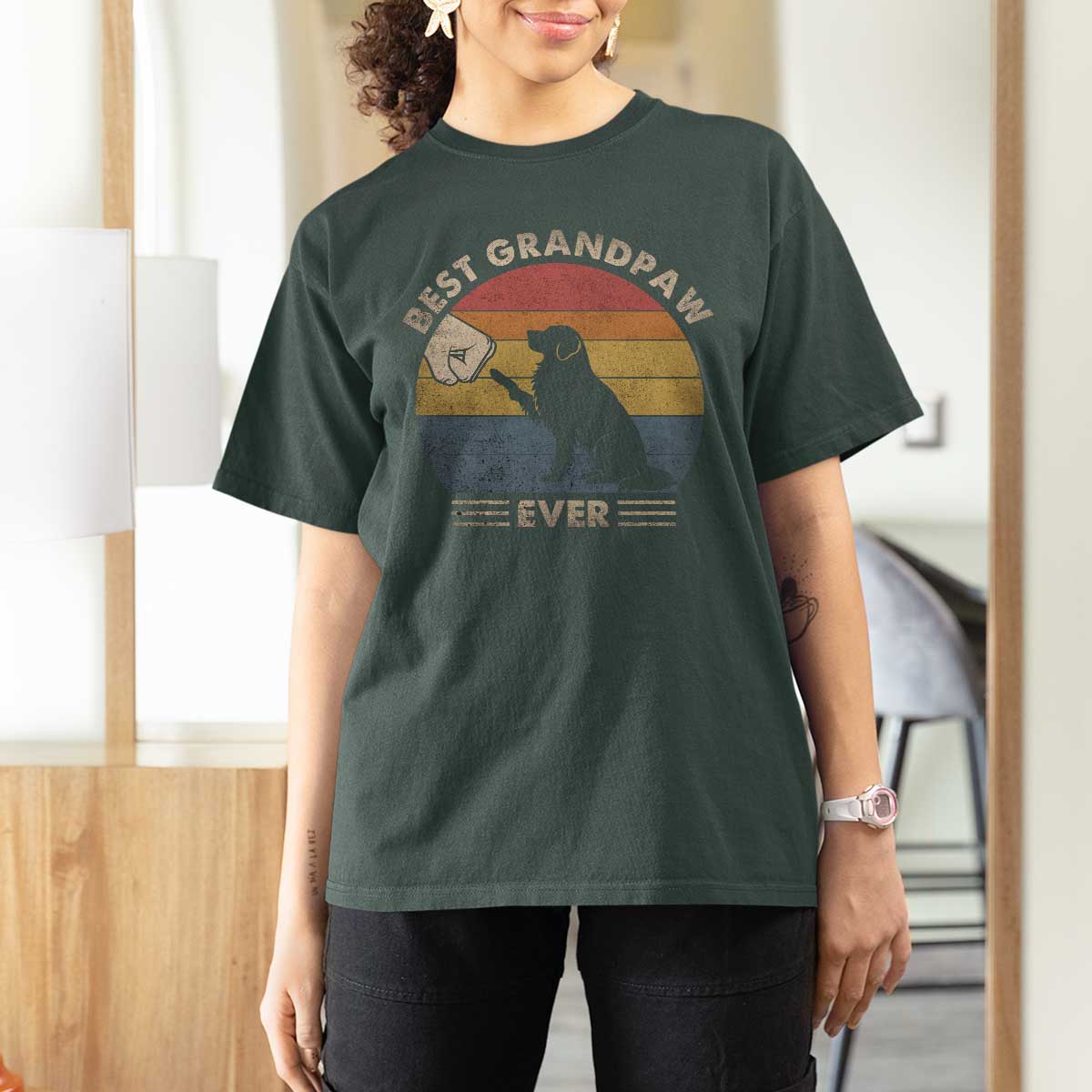 Best Grandpaw Ever T Shirt For Women Retro Dog Grandpa Fathers Day Gift From Dog - Wonder Print Shop
