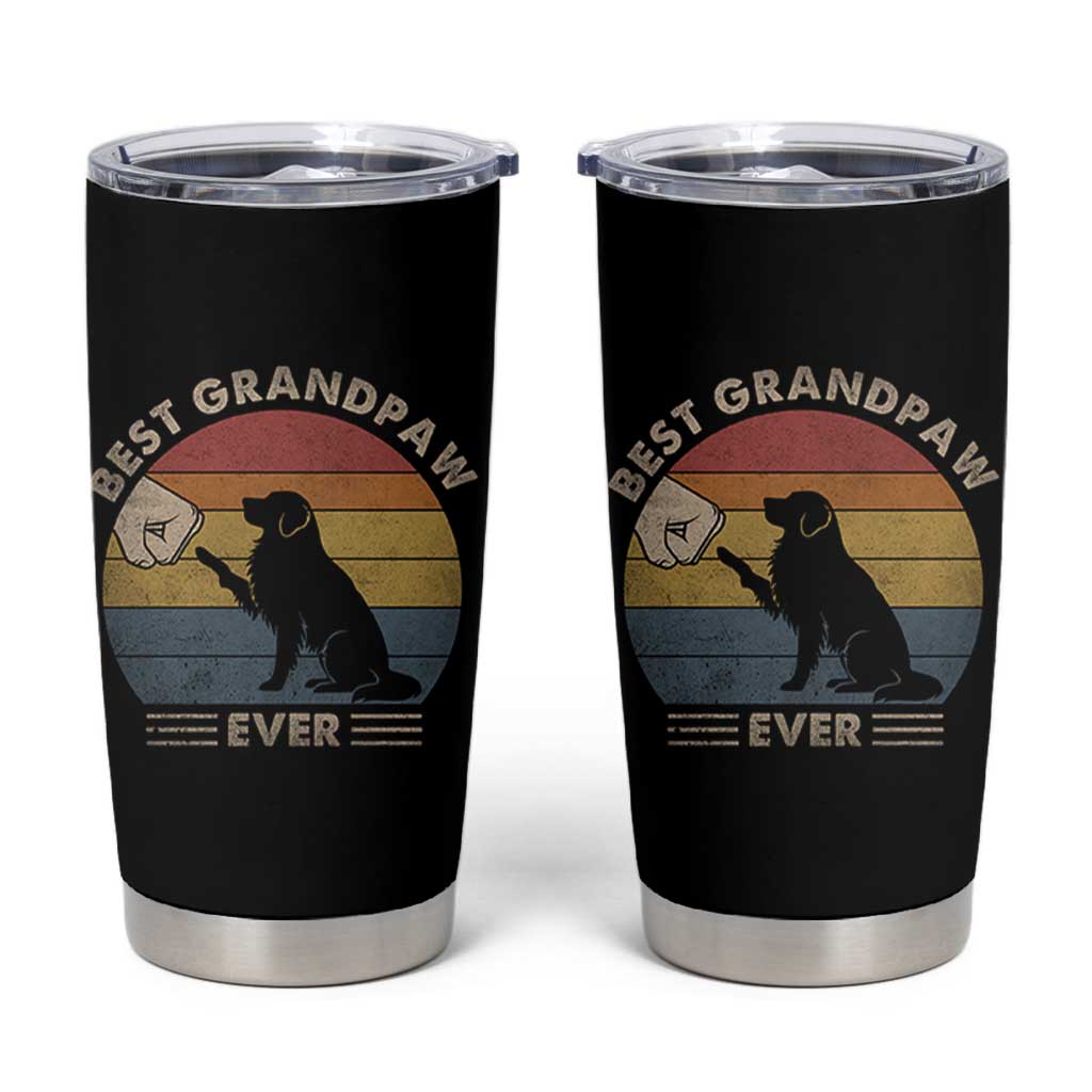 Best Grandpaw Ever Tumbler Cup Retro Dog Grandpa Fathers Day Gift From Dog - Wonder Print Shop