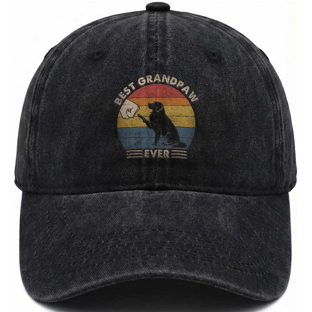 Best Grandpaw Ever Washed Cotton Baseball Cap Retro Dog Grandpa Fathers Day Gift From Dog