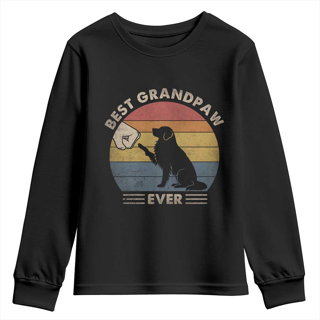 Best Grandpaw Ever Youth Sweatshirt Retro Dog Grandpa Fathers Day Gift From Dog - Wonder Print Shop