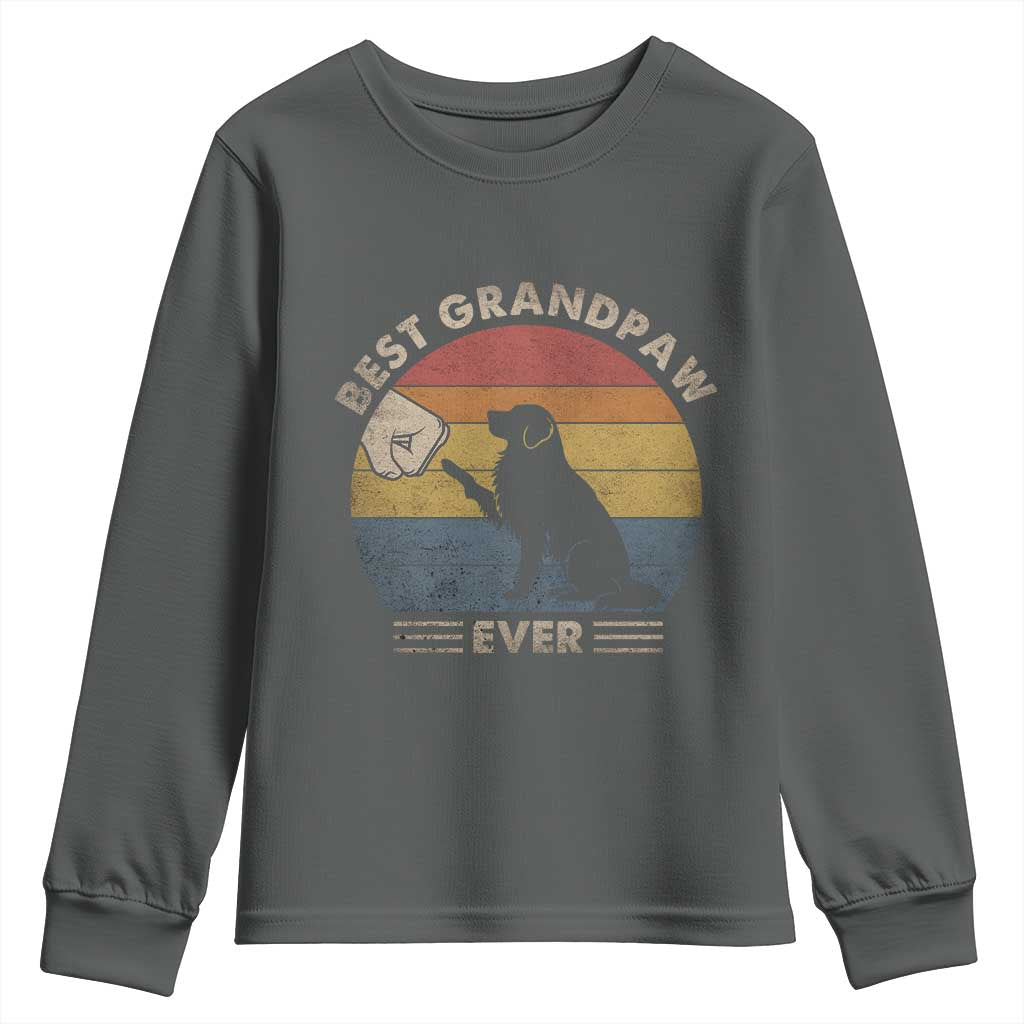 Best Grandpaw Ever Youth Sweatshirt Retro Dog Grandpa Fathers Day Gift From Dog - Wonder Print Shop