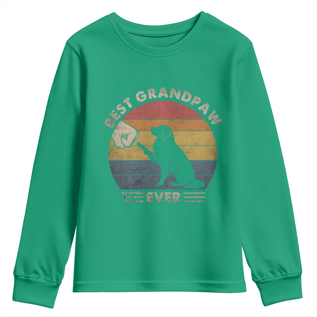 Best Grandpaw Ever Youth Sweatshirt Retro Dog Grandpa Fathers Day Gift From Dog - Wonder Print Shop