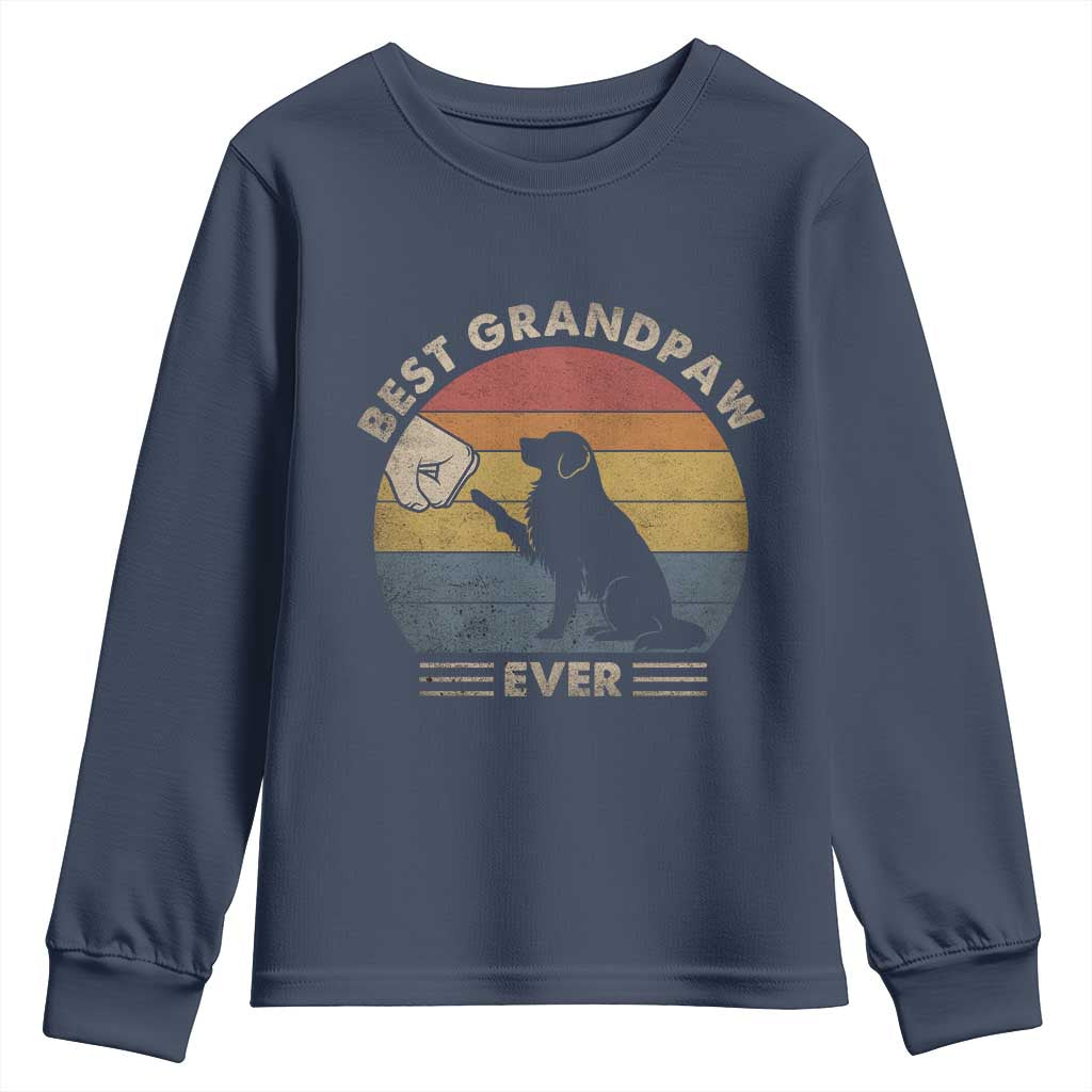 Best Grandpaw Ever Youth Sweatshirt Retro Dog Grandpa Fathers Day Gift From Dog - Wonder Print Shop