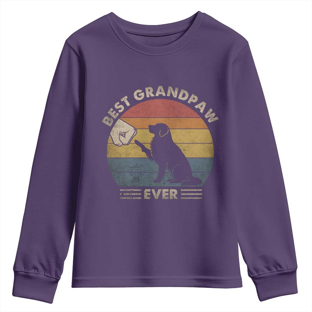 Best Grandpaw Ever Youth Sweatshirt Retro Dog Grandpa Fathers Day Gift From Dog - Wonder Print Shop