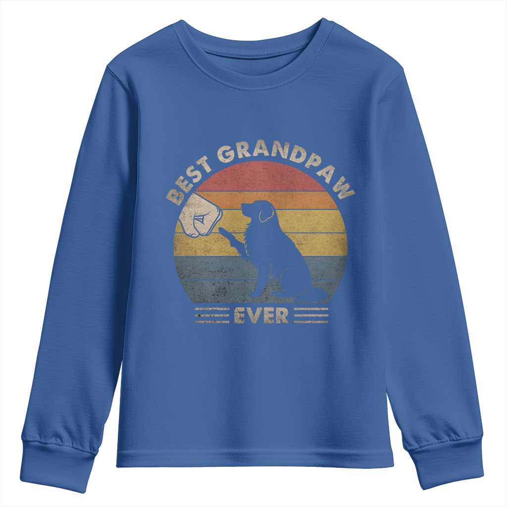 Best Grandpaw Ever Youth Sweatshirt Retro Dog Grandpa Fathers Day Gift From Dog - Wonder Print Shop