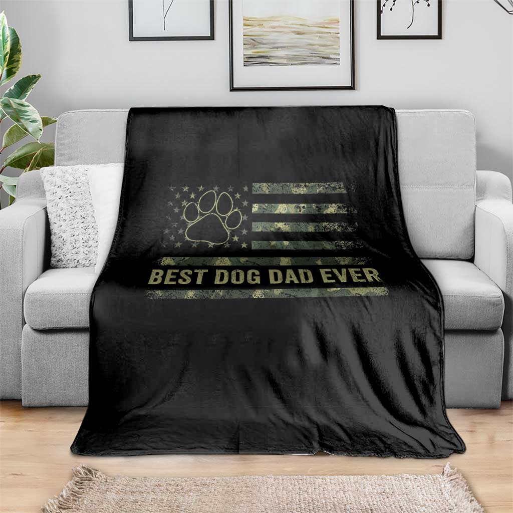 Best Dog Dad Ever Throw Blanket Camo American Flag USA Fathers Day Gift for Dog Lovers - Wonder Print Shop