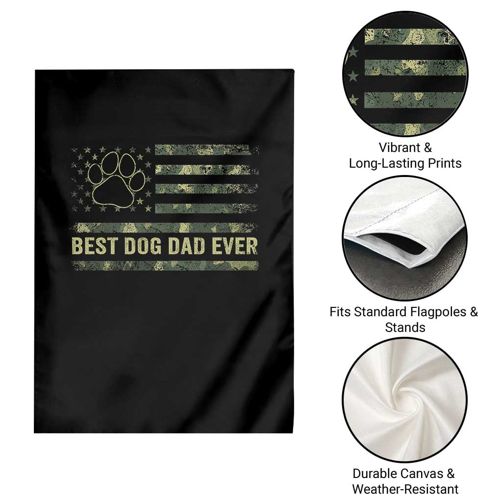 Best Dog Dad Ever Garden Flag Camo American Flag USA Fathers Day Gift for Dog Lovers - Wonder Print Shop