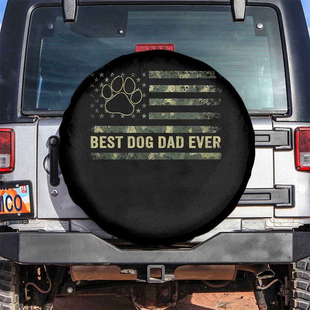 Best Dog Dad Ever Spare Tire Cover Camo American Flag USA Fathers Day Gift for Dog Lovers - Wonder Print Shop