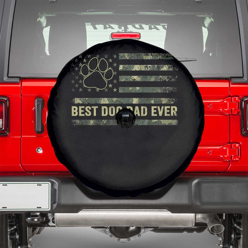 Best Dog Dad Ever Spare Tire Cover Camo American Flag USA Fathers Day Gift for Dog Lovers - Wonder Print Shop