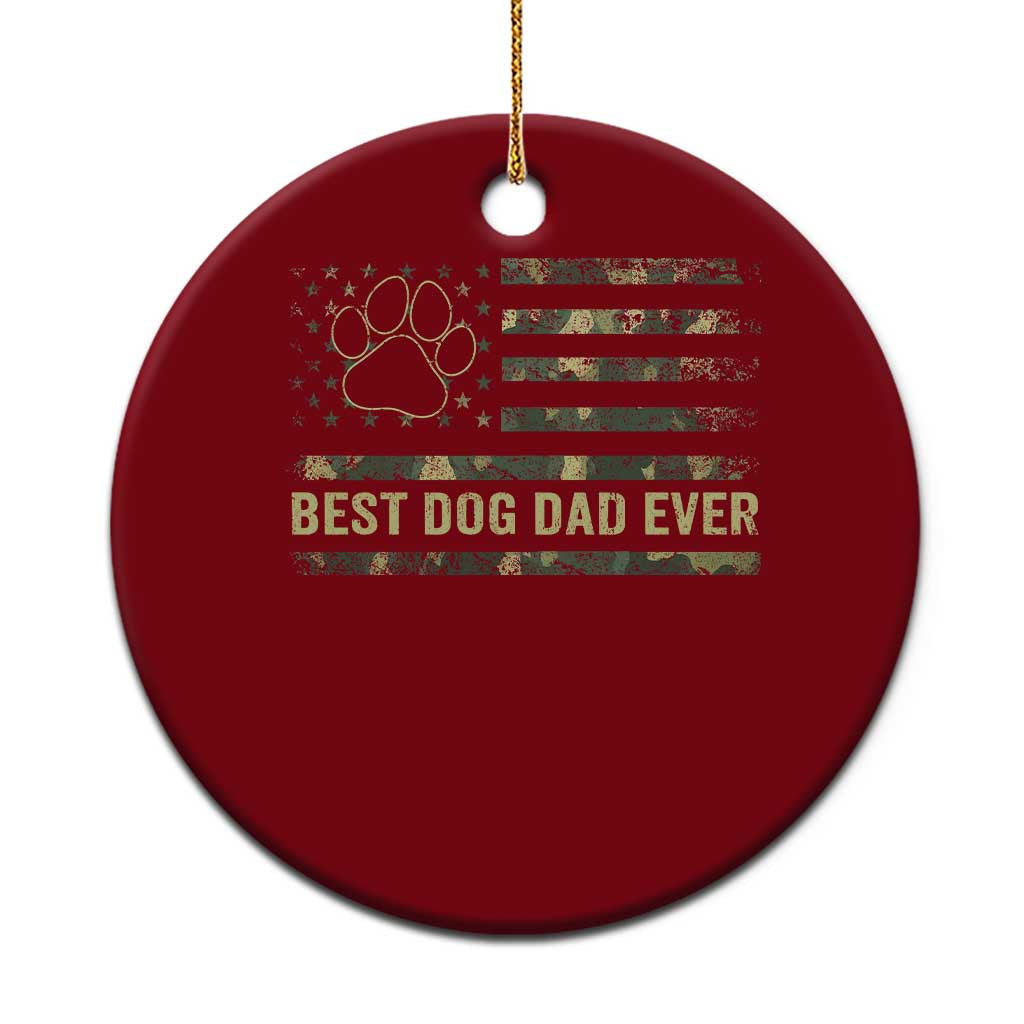 Best Dog Dad Ever Ceramic Ornament Camo American Flag USA Fathers Day Gift for Dog Lovers - Wonder Print Shop