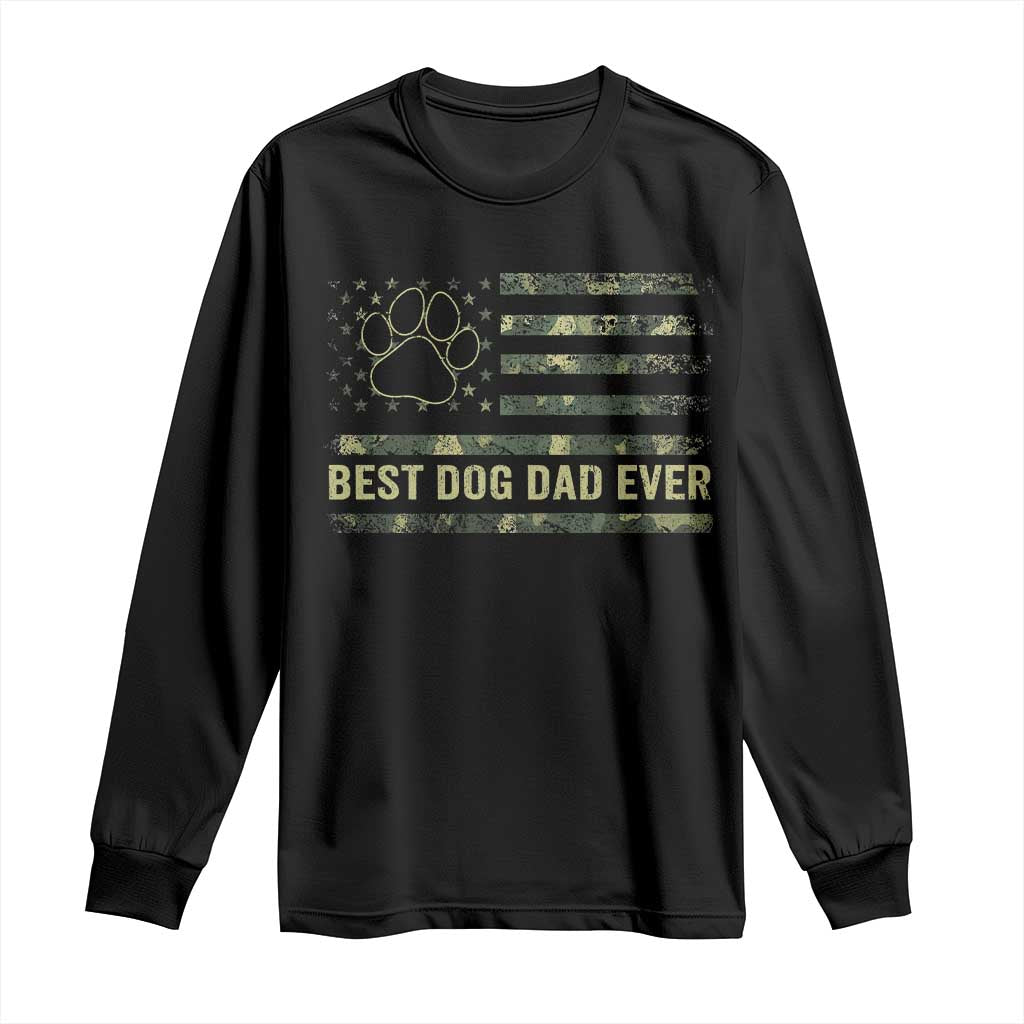 Best Dog Dad Ever Long Sleeve Shirt Camo American Flag USA Fathers Day Gift for Dog Lovers - Wonder Print Shop