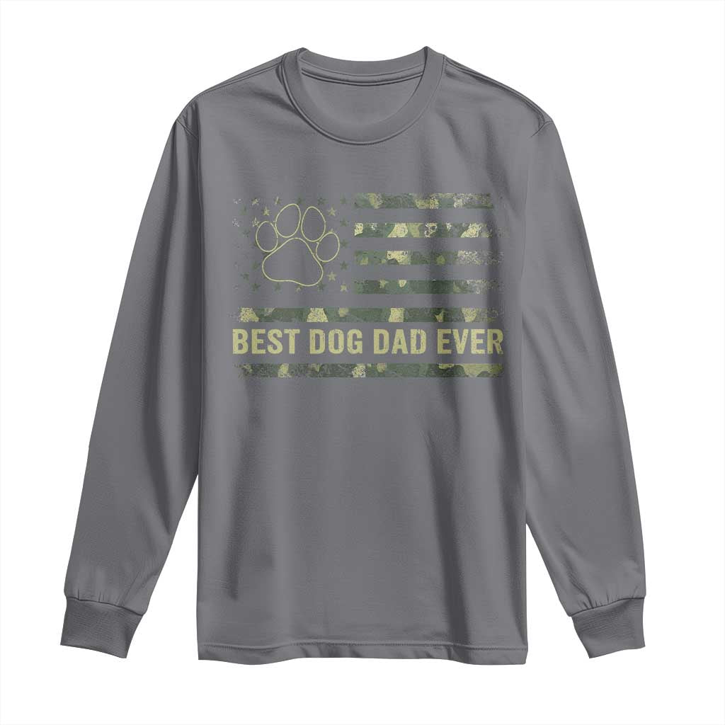 Best Dog Dad Ever Long Sleeve Shirt Camo American Flag USA Fathers Day Gift for Dog Lovers - Wonder Print Shop