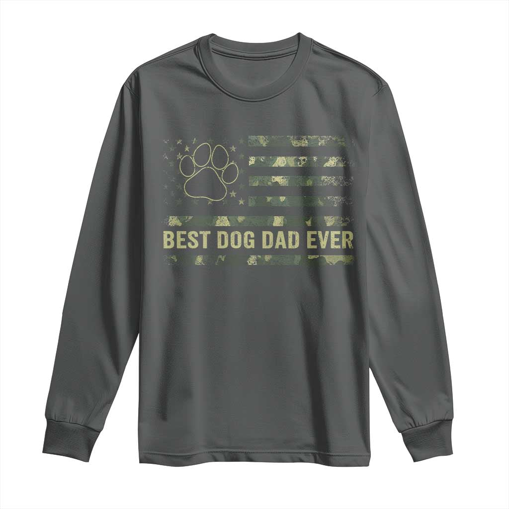 Best Dog Dad Ever Long Sleeve Shirt Camo American Flag USA Fathers Day Gift for Dog Lovers - Wonder Print Shop