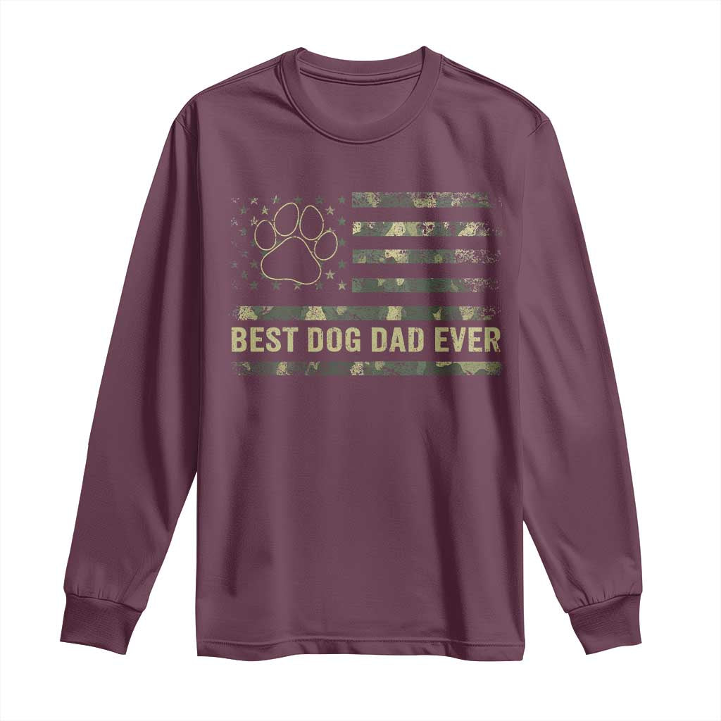 Best Dog Dad Ever Long Sleeve Shirt Camo American Flag USA Fathers Day Gift for Dog Lovers - Wonder Print Shop