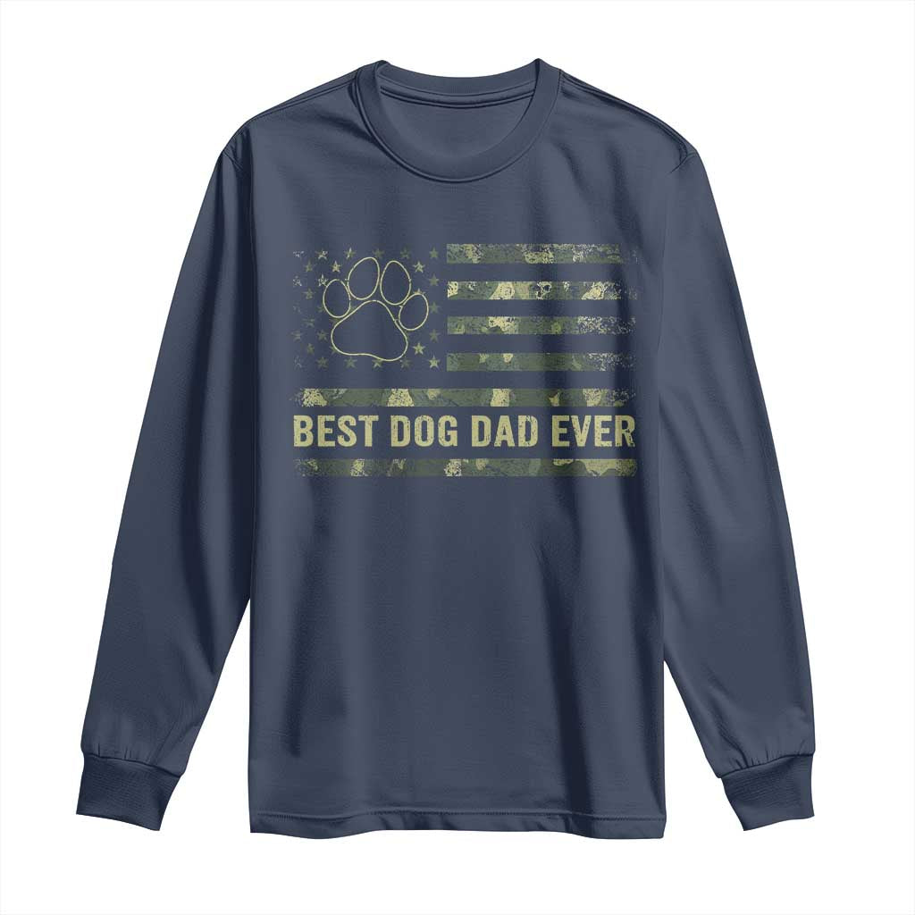 Best Dog Dad Ever Long Sleeve Shirt Camo American Flag USA Fathers Day Gift for Dog Lovers - Wonder Print Shop