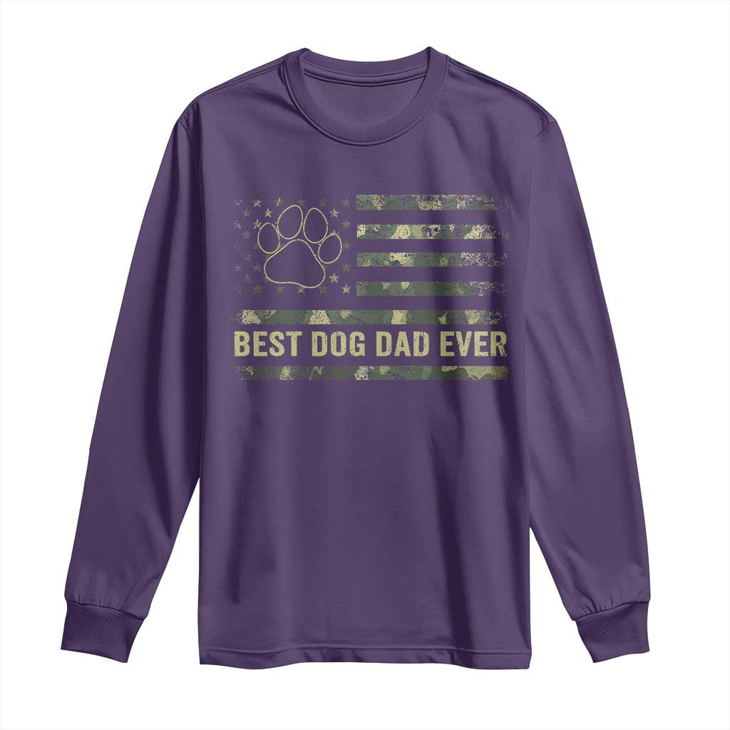 Best Dog Dad Ever Long Sleeve Shirt Camo American Flag USA Fathers Day Gift for Dog Lovers - Wonder Print Shop