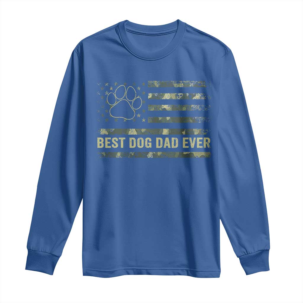 Best Dog Dad Ever Long Sleeve Shirt Camo American Flag USA Fathers Day Gift for Dog Lovers - Wonder Print Shop