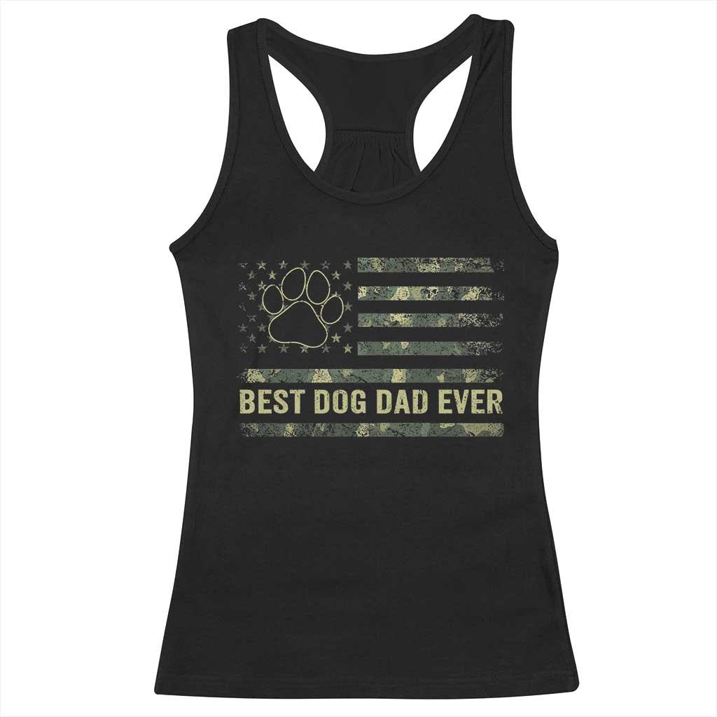 Best Dog Dad Ever Racerback Tank Top Camo American Flag USA Fathers Day Gift for Dog Lovers - Wonder Print Shop