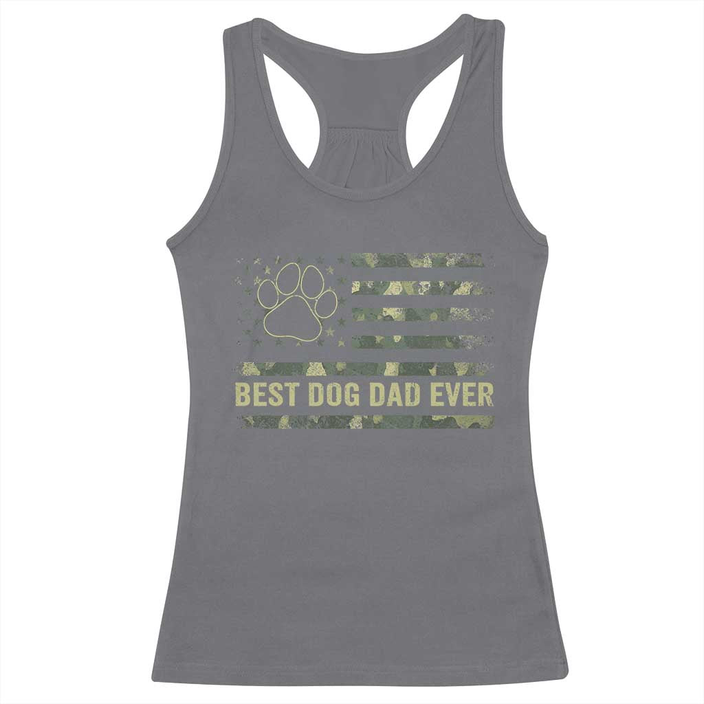 Best Dog Dad Ever Racerback Tank Top Camo American Flag USA Fathers Day Gift for Dog Lovers - Wonder Print Shop