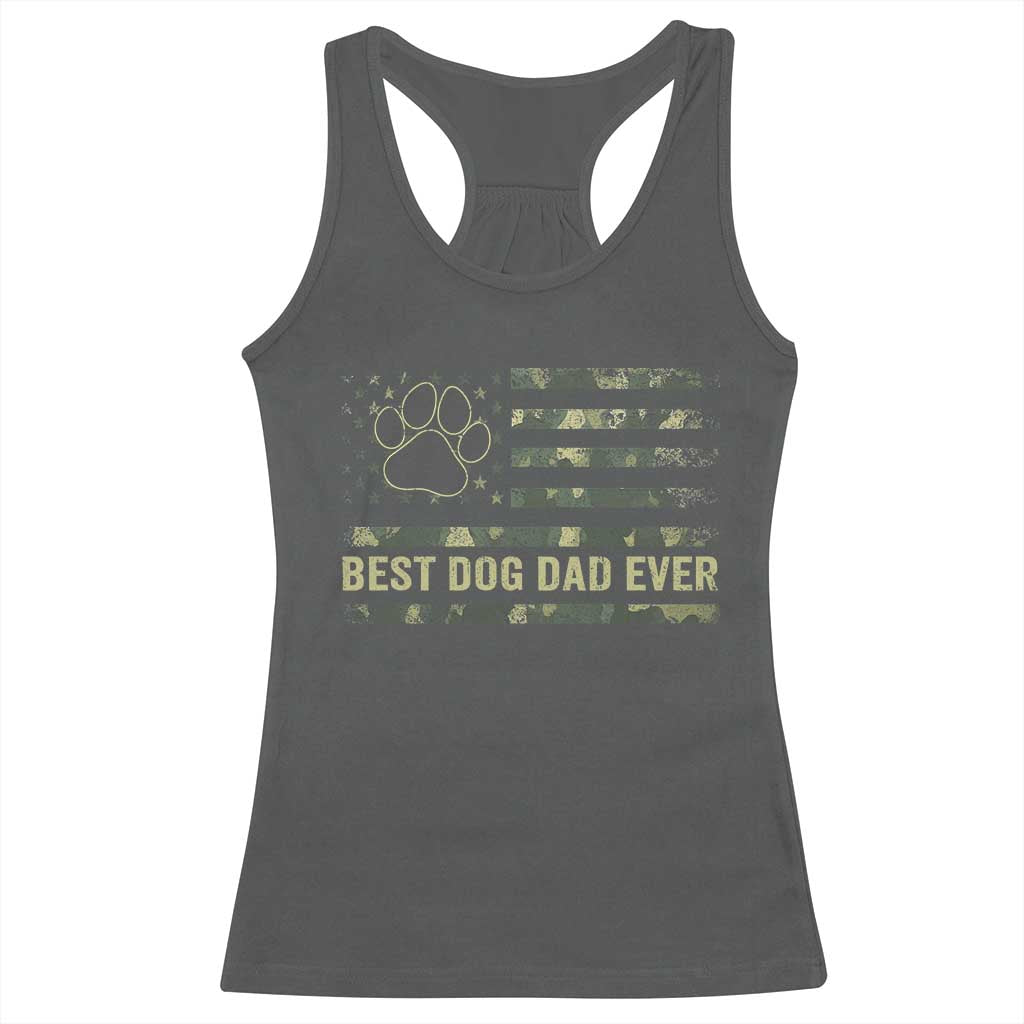 Best Dog Dad Ever Racerback Tank Top Camo American Flag USA Fathers Day Gift for Dog Lovers - Wonder Print Shop